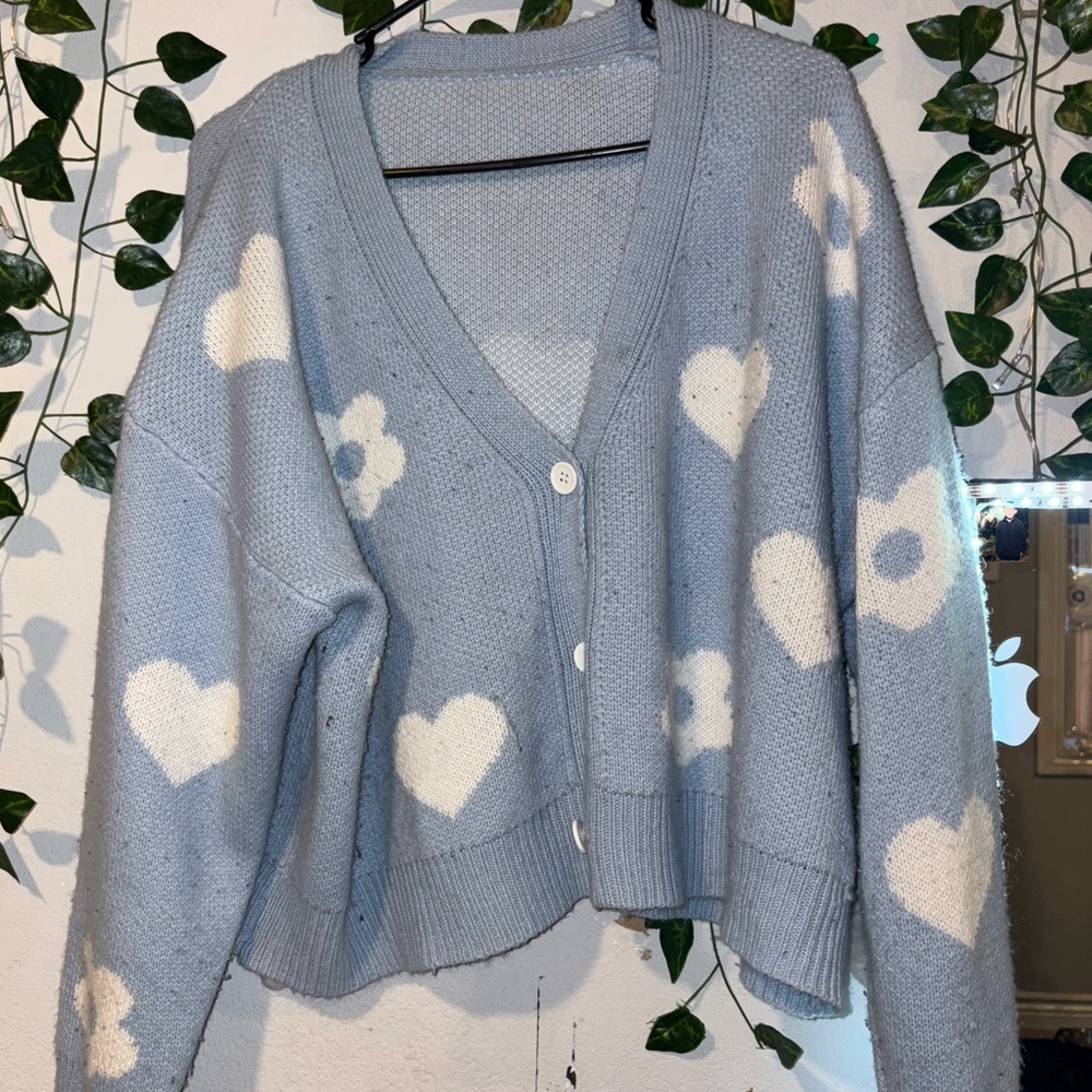 Blue Heart Patterned Women's Sweater